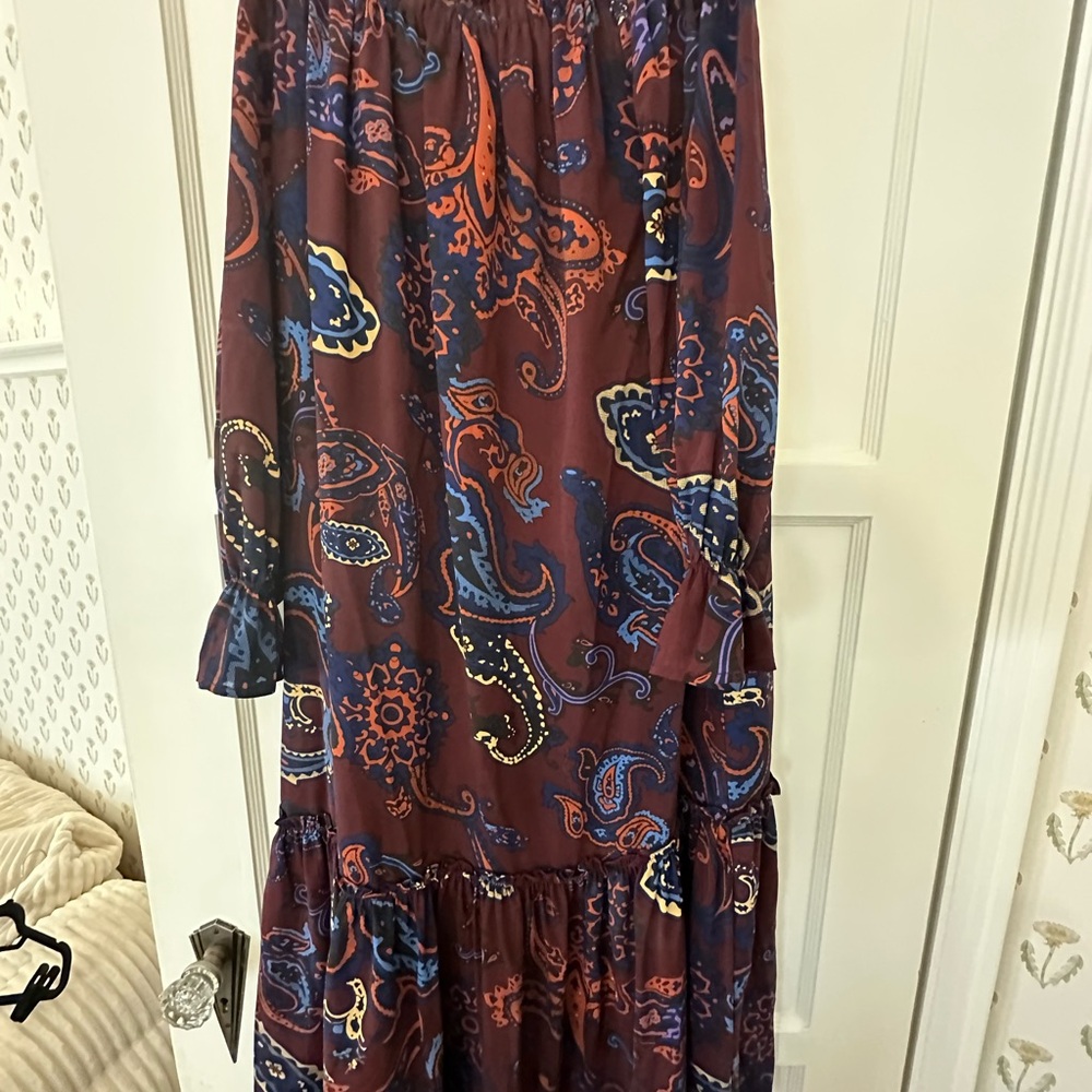 Paisley Print Long Sleeve Dress